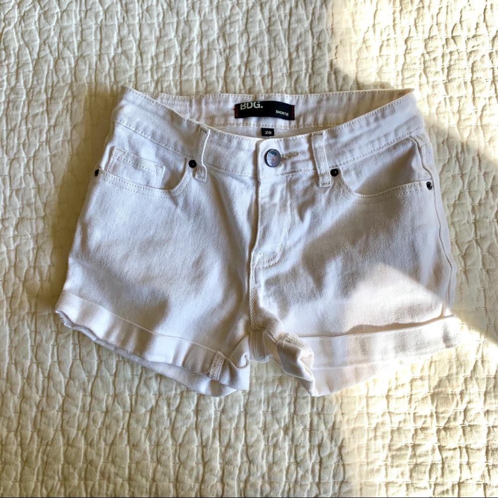 UO BDG White Shortie Jean Shorts